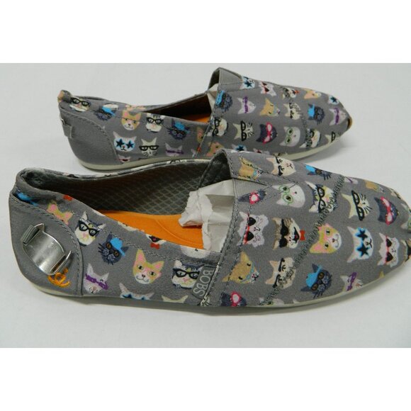 Size 7.5 Bobs Sketchers Memory Foam Cattitude Kitten Cat 2 Pairs Flats Slip On - Picture 10 of 16